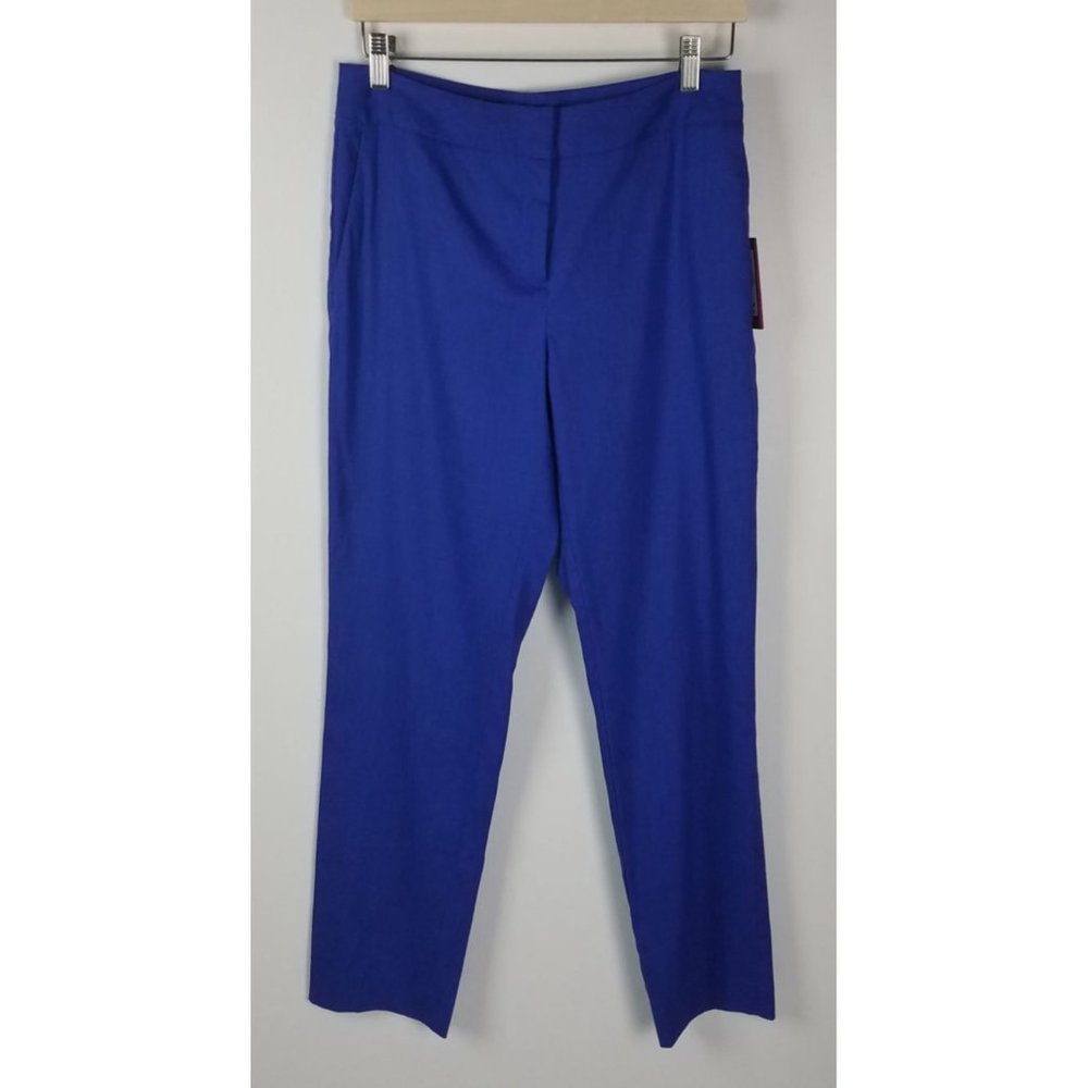 Vince Camuto Women's Sz. 6 Clematis Blue Linen Blend Straight Leg Pants NWT